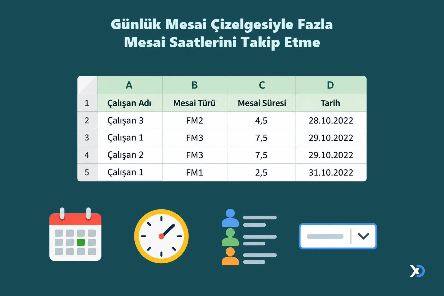 Günlük Mesai Çizelgesiyle Fazla Mesai Saatlerini Takip Etme