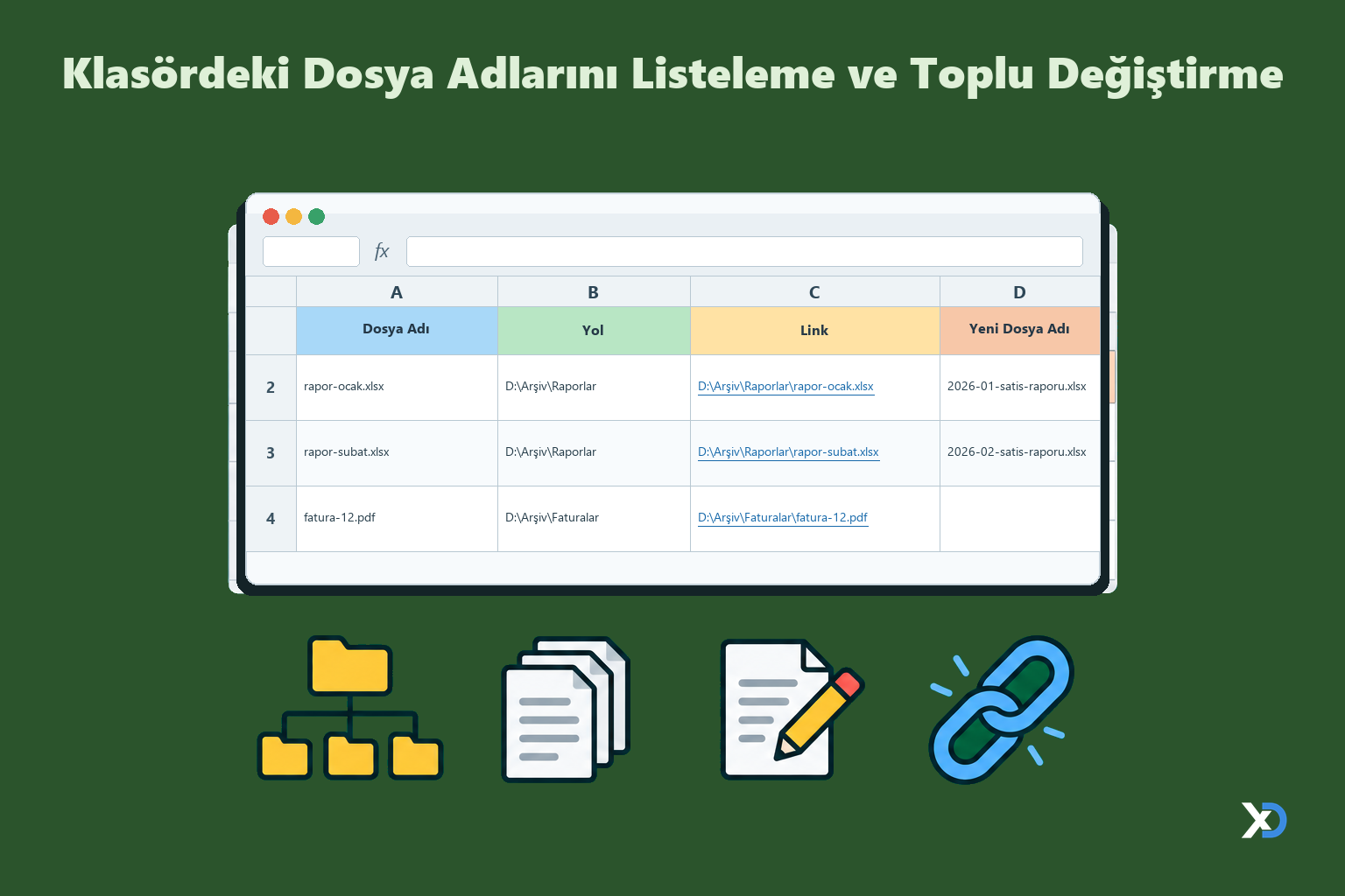 Klasördeki Dosya Adlarını Listeleme ve Toplu Değiştirme