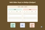 Gelir Gider Kayıt ve Bakiye Çizelgesi