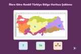İllere Göre Renkli Türkiye Bölge Haritası Şablonu