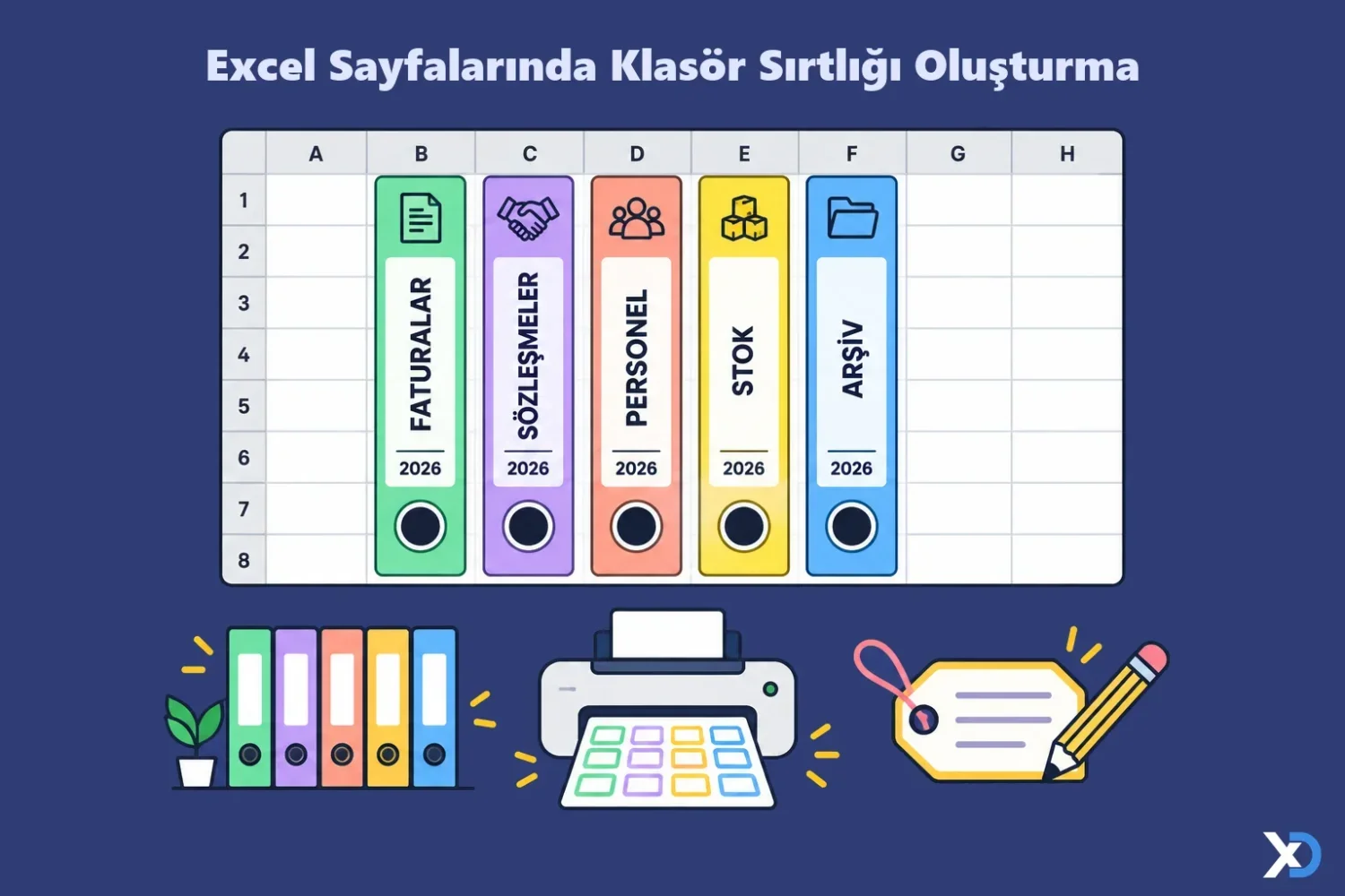 Klasör Sırtlığı Hazırlama - Dosya Sırtlık Etiketi Şablonu (Excel)
