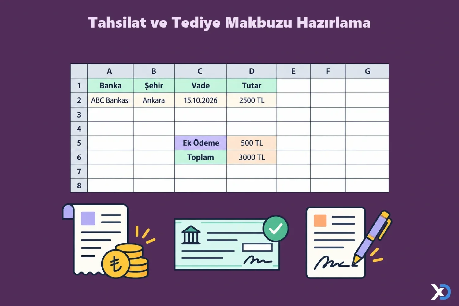 Tahsilat ve Tediye Makbuzu Örneği Excel - Boş Şablon, Yazdırılabilir