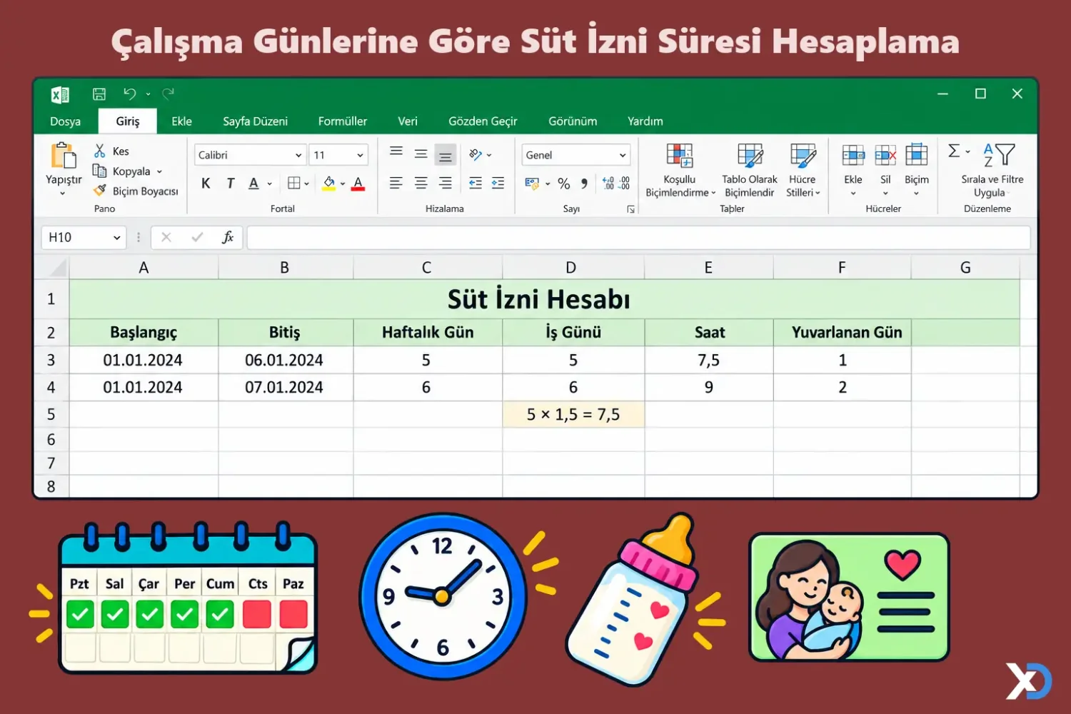 Çalışma Günlerine Göre Süt İzni Süresi Hesaplama