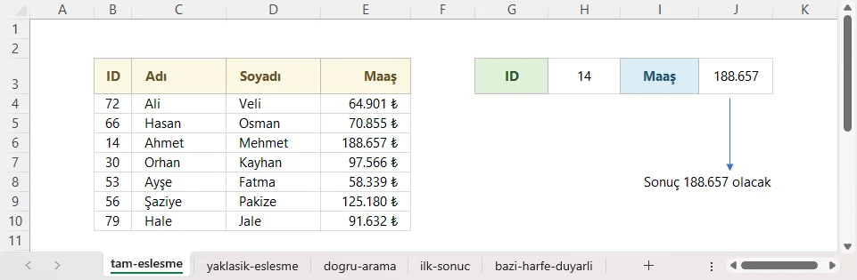 Farklı Yöntemler ile DÜŞEYARA Kullanma