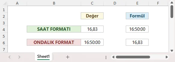 Saat Biçiminden Ondalık Biçime Dönüştürme